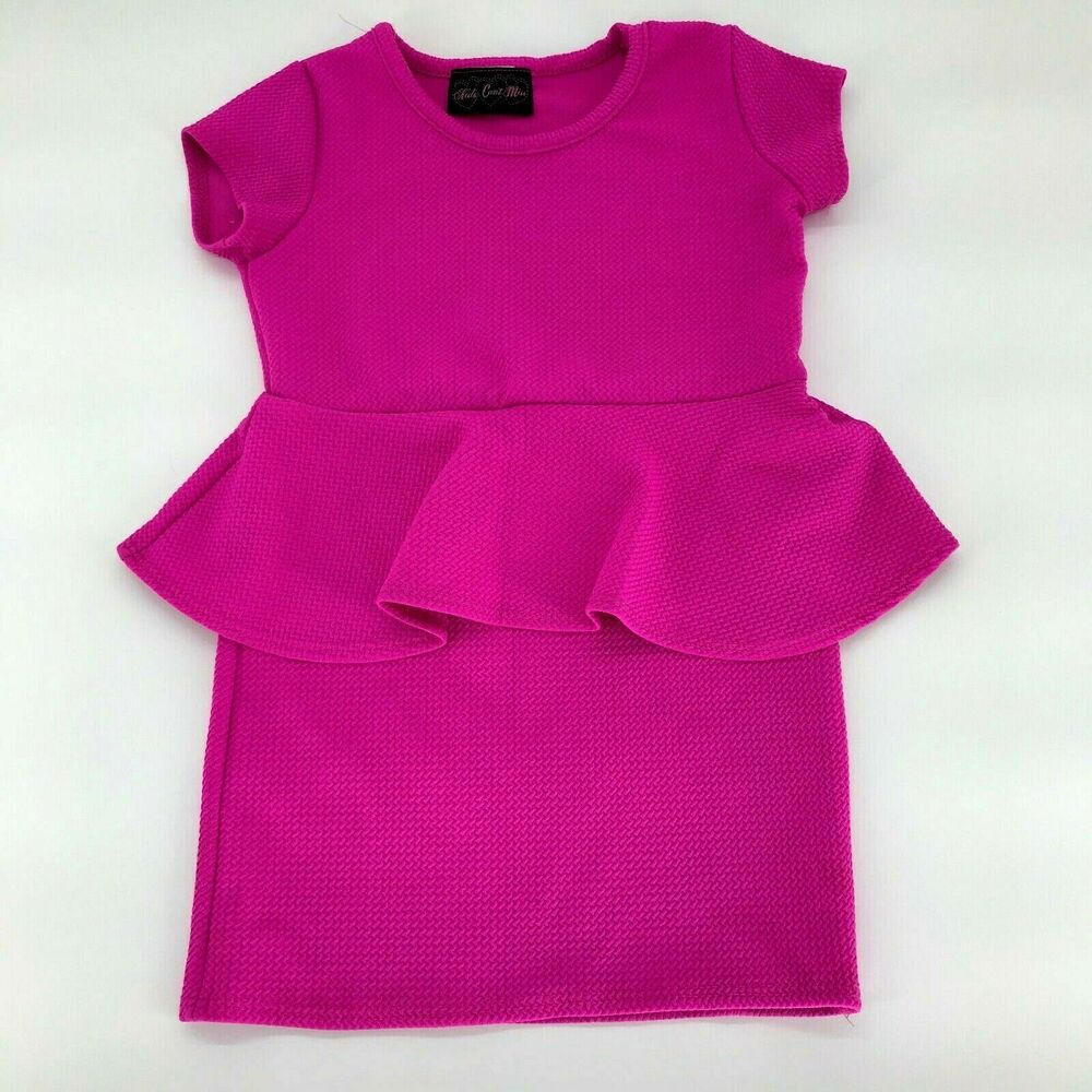 Kids Can’t Miss Textured Solid Pink Ruffle Dress Girl’s Size 5/6